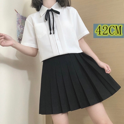 jk制服纯色百褶裙正统学生高腰