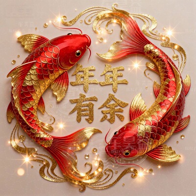 年年有余锦鲤好运贴纸客厅卧室出租房墙面装饰遮瑕丑自粘贴画爆款