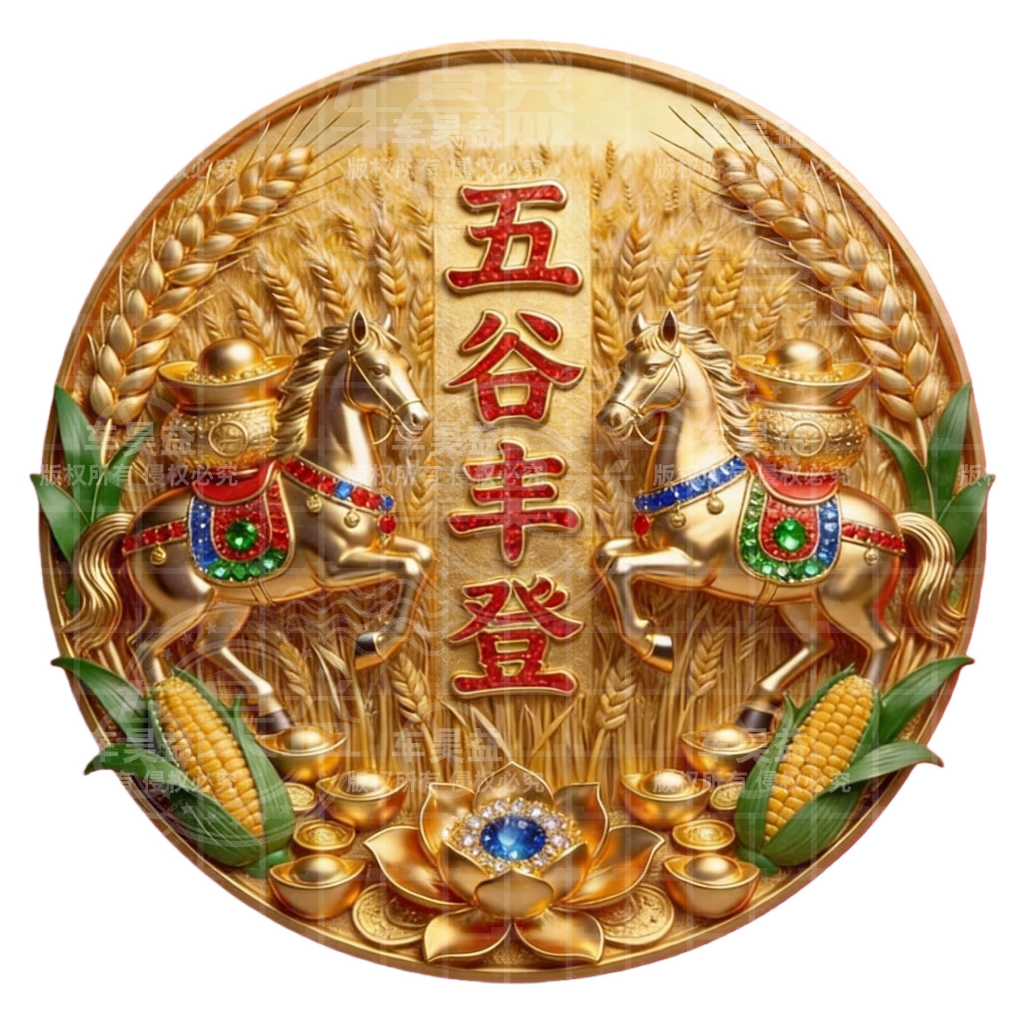 五谷丰登麦穗创意吉祥墙面装饰遮瑕门神护院贴纸客厅卧室自粘贴画