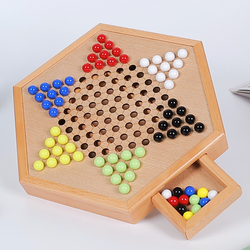 实木六角跳棋儿童益智力玩具木制