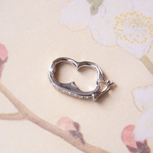 圆珠项链连接配件自由开合搭扣纯银镶钻扣子【搭配包邮】