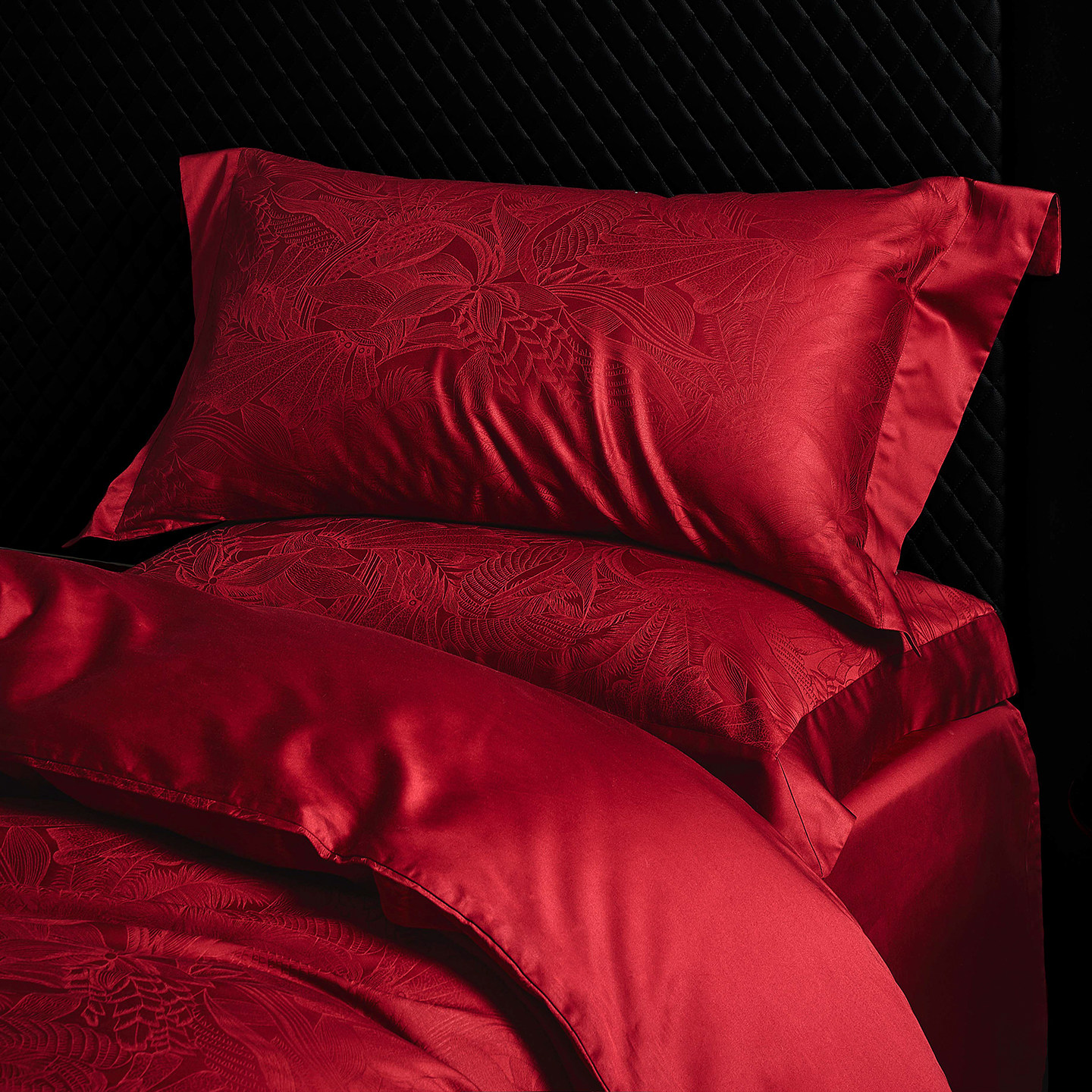 MM高档结婚四件套大红色婚庆喜嫁100s长绒棉喜被床单被套床上用品