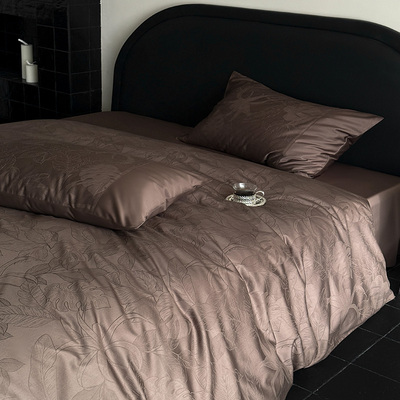 轻奢高级感长绒棉贡缎提花全棉纯棉四件套床单被套床上用品1.8m