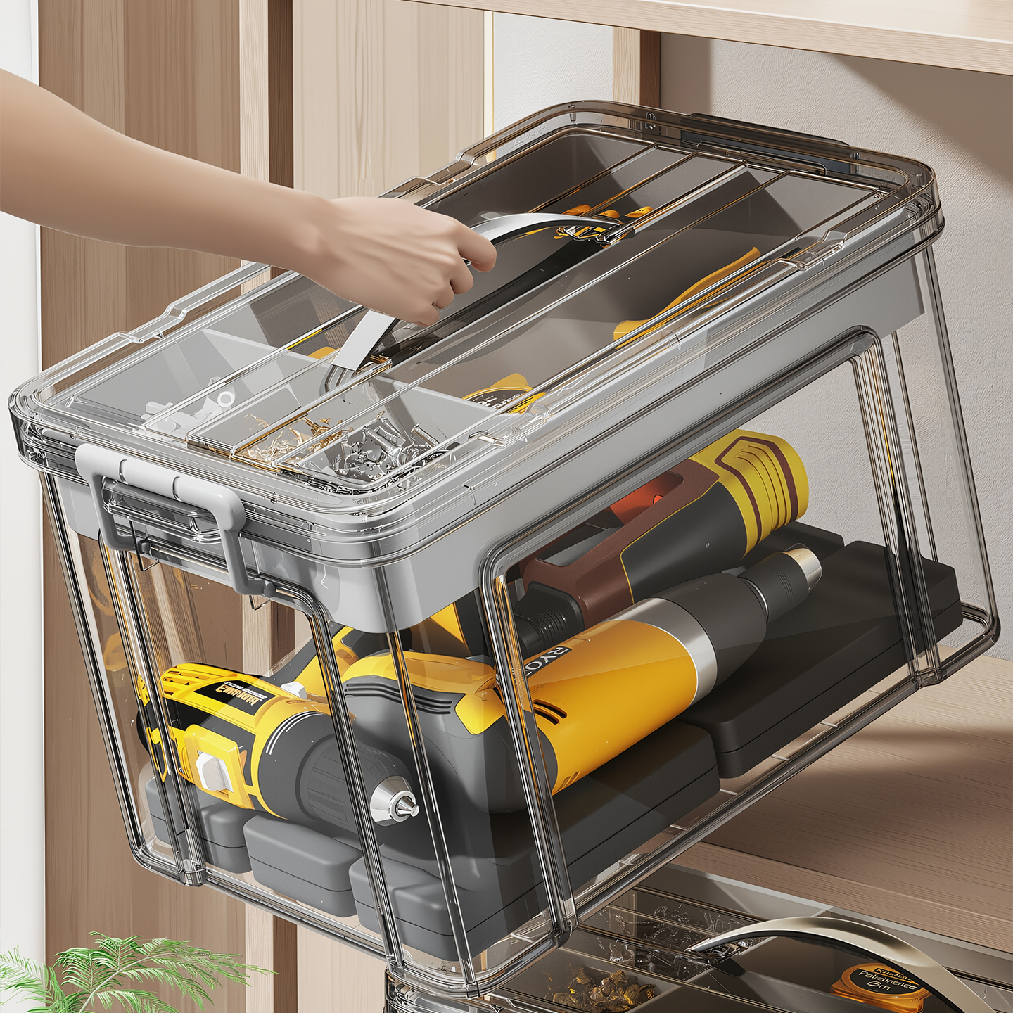 佳帮手工具箱家用透明收纳盒多功能零件杂物五金整理盒双层收纳箱