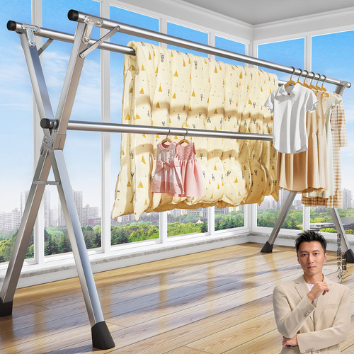 免安装【可折叠】全钢特厚晾衣架