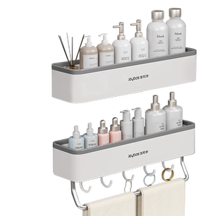 佳帮手卫生间置物架浴室毛巾洗漱台免打孔洗手间厕所壁挂式收纳架