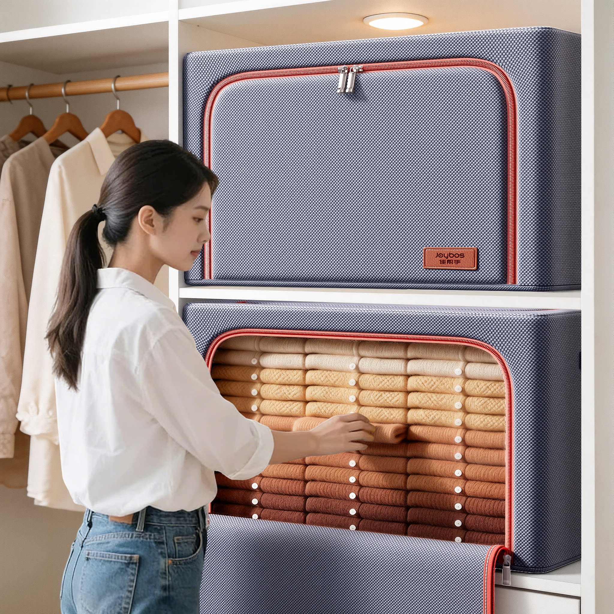 佳帮手衣物收纳箱家用羽绒服专用百纳箱衣服整理箱衣柜布艺储物箱