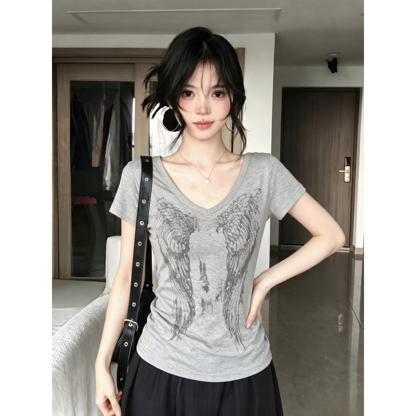 【JHYWZD不响卷】翅膀短袖T恤女图片