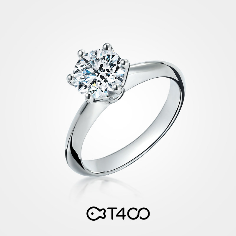 T400戒指女一克拉莫桑石情侣对戒纯银一对闭口钻戒求婚生日礼物