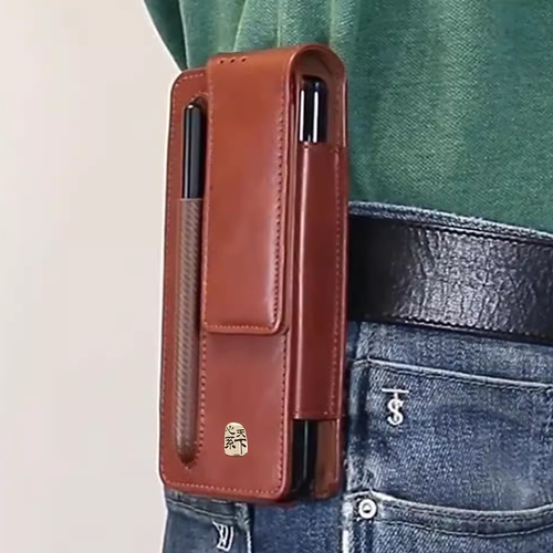 Zfold6手机壳W24穿皮带挂腰包折叠屏适用三星fold5432商务真皮带套W23W22W21户外竖款穿皮带挂防摔翻盖磁吸男