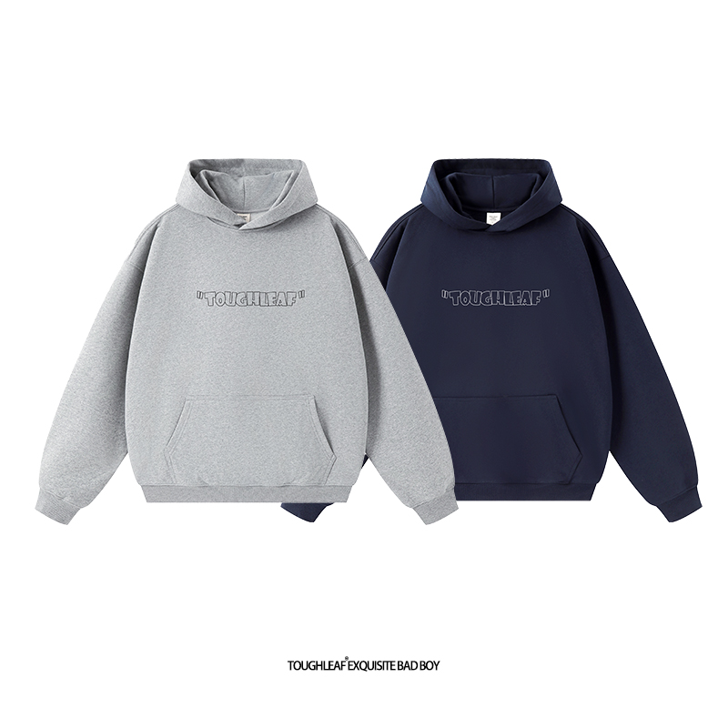 toughleaf(毛圈抓毛)(不加绒)500g重磅空心logo印花连帽卫衣男女