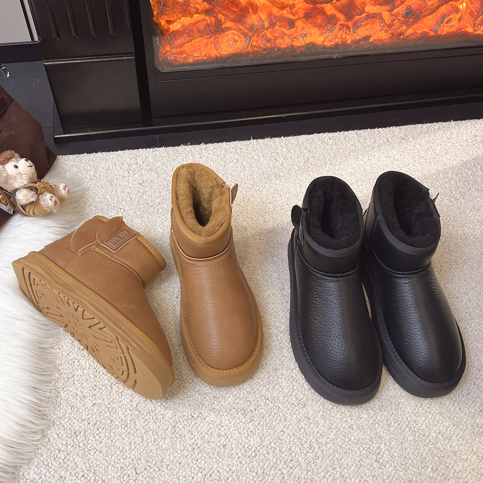 冬季加绒保暖雪地靴男士厚底防滑