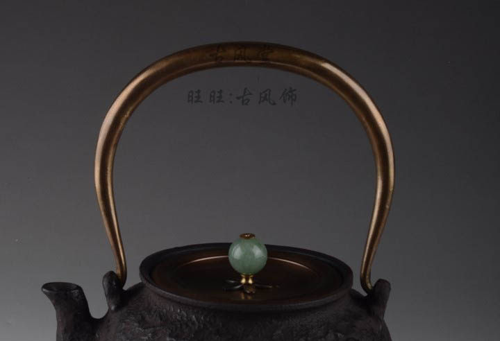 茶壶铜手柄把手/铸铁茶壶手把/煮茶壶铜提手/日本老铁壶铜提梁