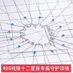 纯银十二星座天蝎摩羯座狮子座处女座天秤座摩羯座双鱼座吊坠项链