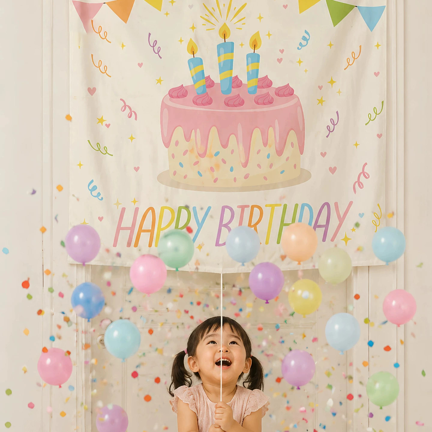 ins风宝宝周岁生日派对气球雨