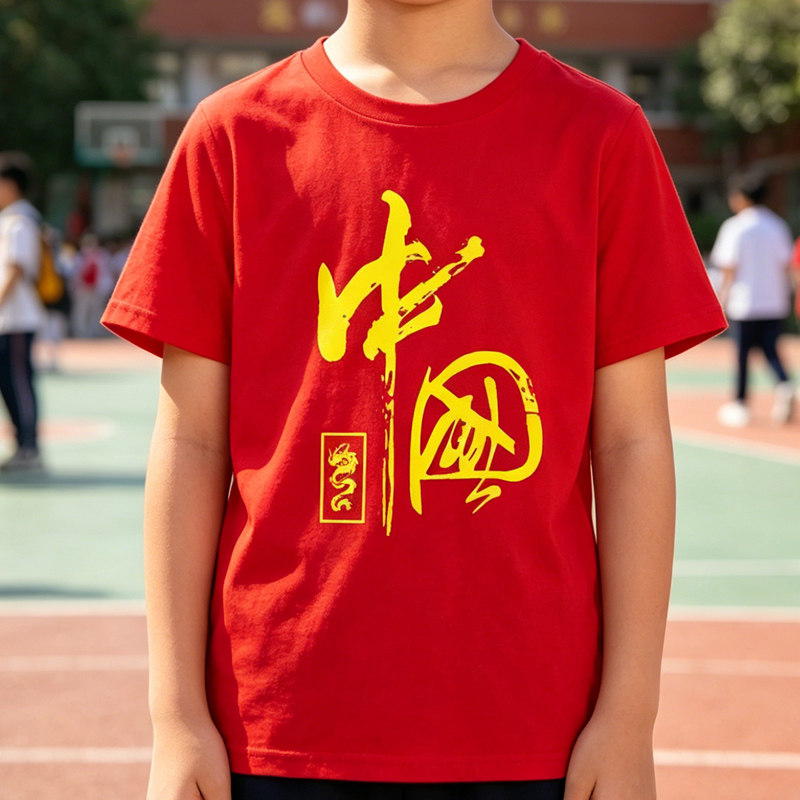 我爱中国短袖男女夏中小学生运动会班服幼儿园国庆演出亲子装百搭