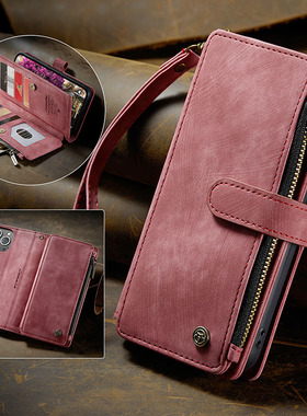 适用三星Galaxy S24手机壳S26/25钱包高档S24ultra S23保护套S22挂绳S21翻盖皮套s20fe/Note10全包S9外壳Edge