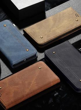 适用小米14pro手机壳套牛仔布纹13ultra/13T全包防摔12Spro新款翻盖11lite简约红米Note10S磁吸POCO X6创意M6