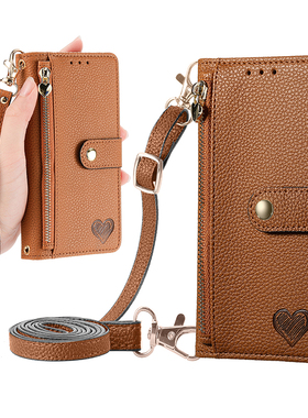 适用三星S23手机壳S25/24全包防摔S22高档S21ultra斜挎皮套S20FE翻盖保护套Note20新款plus/M34/35/jump3/2