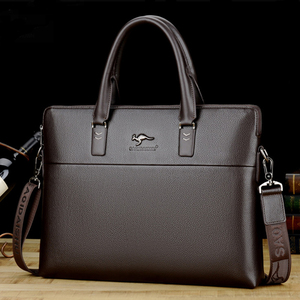 正品袋鼠真皮男包横款单肩包斜挎包休闲商务公文包男士包包牛皮