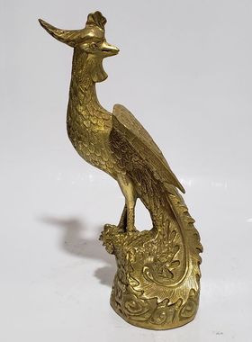 荣华富贵纯铜金凤凰铜金鸟百鸟朝凤复古怀旧客厅装饰桌面摆件礼品