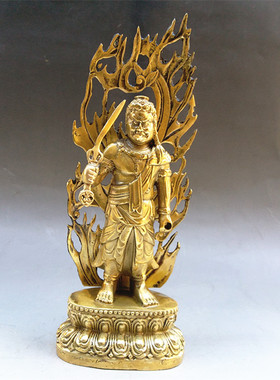 纯铜新款招财明王佛像不动尊菩萨铜像属鸡本命佛摆件家居装饰品