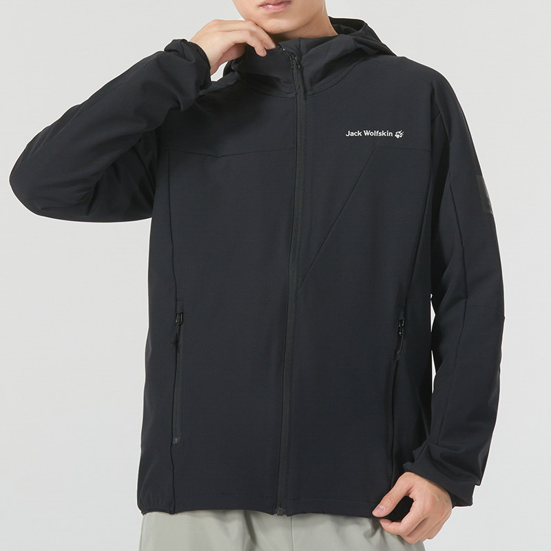 新款 狼爪连帽夹克男装冬季户外运动服黑色防风衣保暖外套5026861