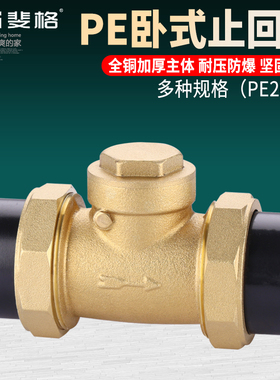 PE给水管止回阀铜卧式双活接单向阀自来水管逆止阀4分6分DN20/25