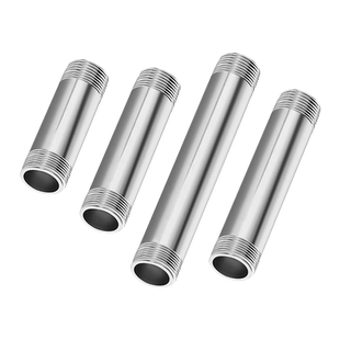 304不锈钢4分加长管6分1寸延长双头外丝螺纹水管接头100mm管配件