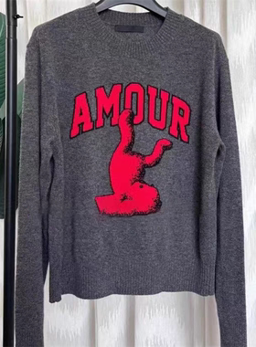 MO专柜正品2024秋季新款毛衣针织衫趣味小熊宽松圆领MBD3SWTT10