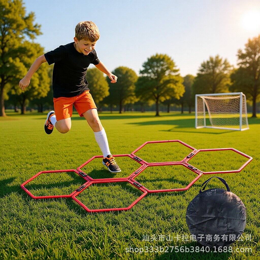 亚马逊儿童六边形敏捷圈体能训练圈感统训练器材跳跳圈运动套装