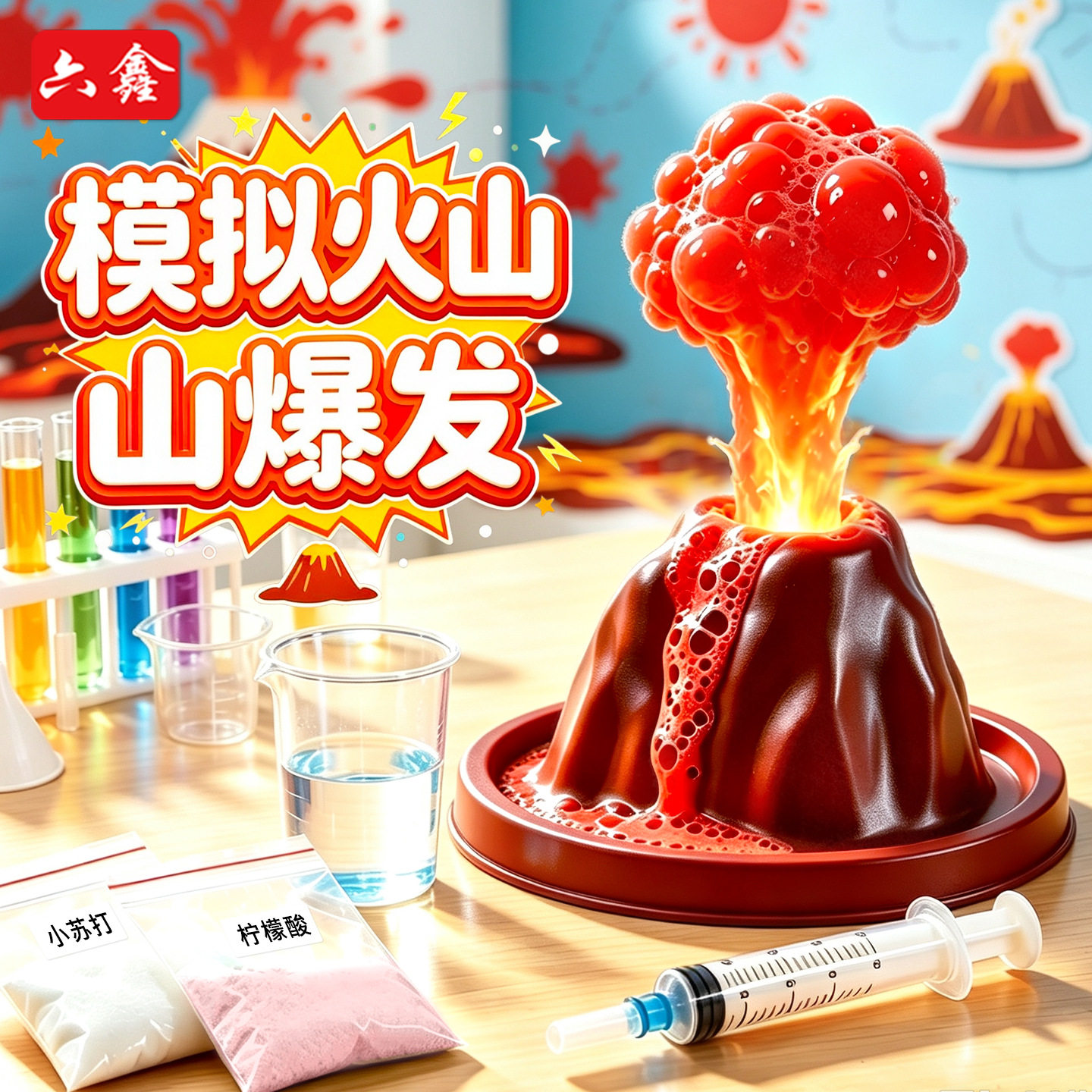 模拟火山爆发科学实验器材火山喷发diy五年级科技小制作趣味实验