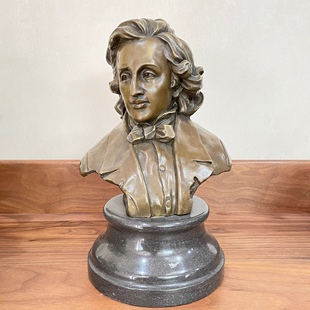 音乐家肖邦铜雕塑头像半身铜像人物摆件工艺礼品艺术家居饰品