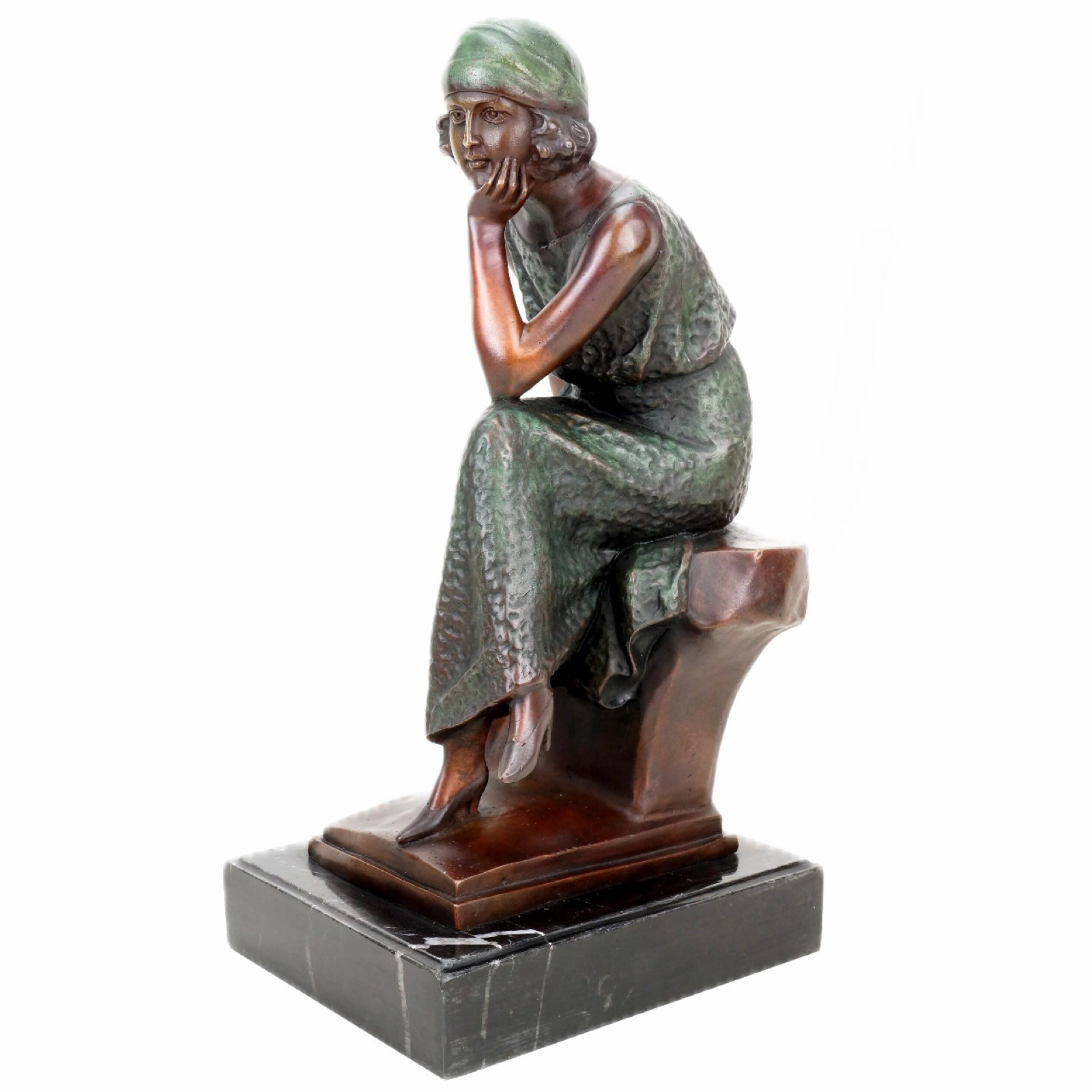 铜雕塑沉思少女欧式古典铜像桌面书房摆件朋友纯手工结婚工艺礼品