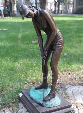 铜雕塑高尔夫女客厅铜像摆件