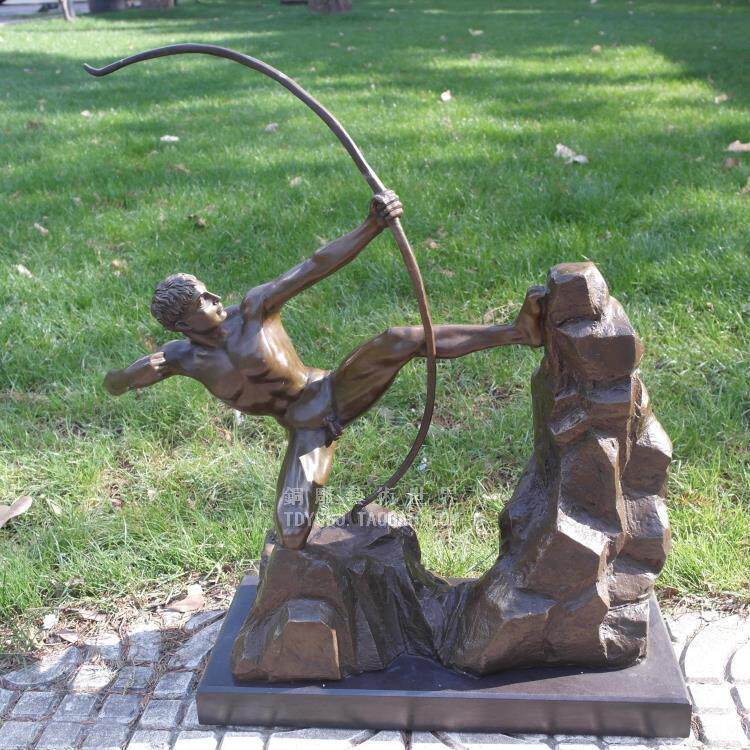 铜雕塑艺术品弯弓射雕大力神欧式古典阳刚大气射箭工艺品摆件摆设