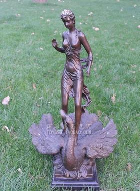 铜雕塑艺术品天鹅仙女阿拉伯神话故事酒店会所工艺品摆件家居饰品