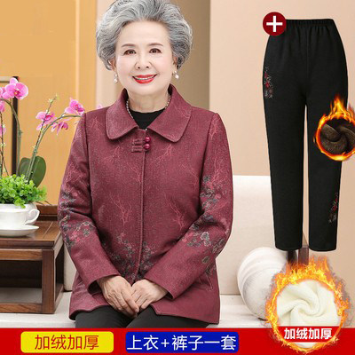 奶奶装冬装加绒加厚外套60岁70中老年人女秋冬女妈妈装太太上衣服