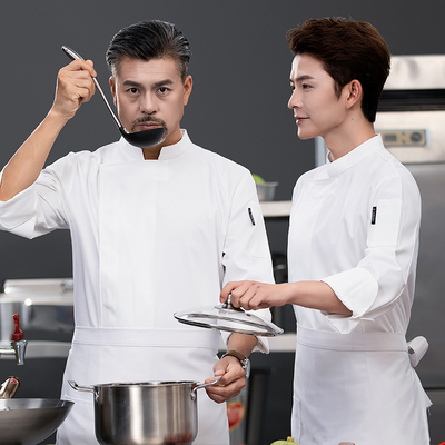 秋冬季夏季防水厨师工作服男纯棉