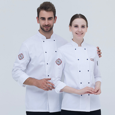 长袖餐厅烘焙纯棉厨师工作服