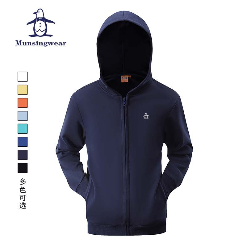 香港代购MUNSINGWEAR/万星威高尔夫外套男拉链连帽卫衣不倒绒防风