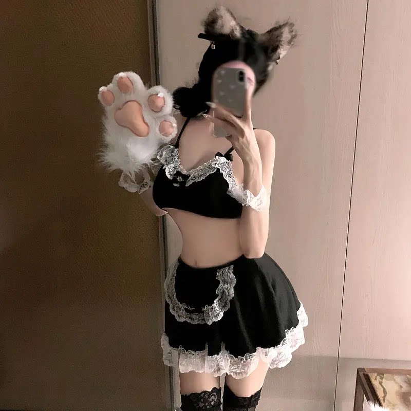 蕾丝花边女佣内衣情趣制服分体网红主播上衣女仆内衣火辣诱惑短裙