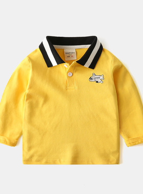 三折品牌撤柜童装中小童春季男女童韩版新款翻领刺绣长袖T恤 3868