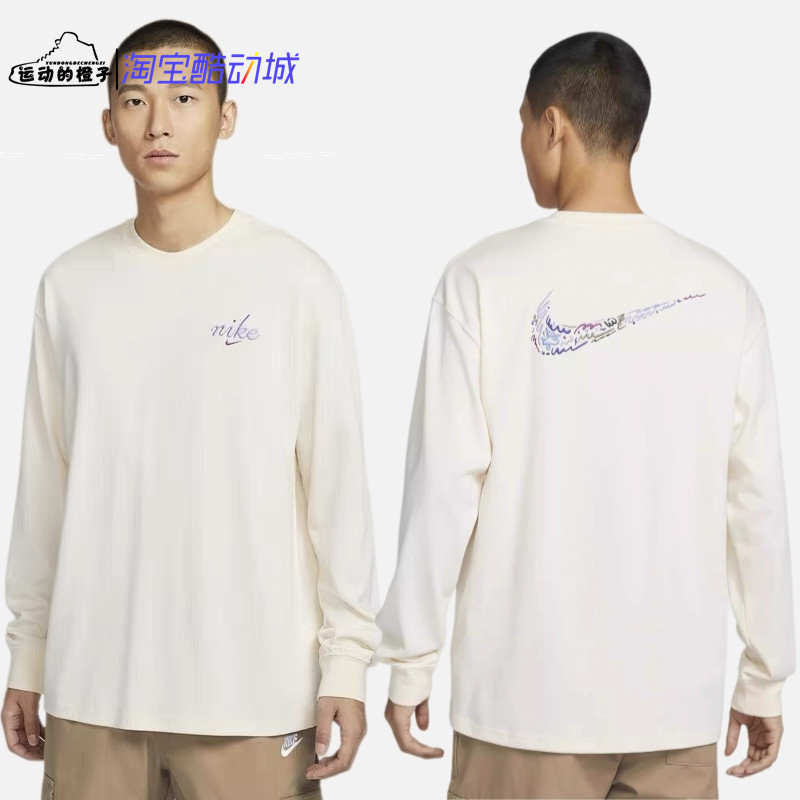 Nike/耐克 多彩刺绣男子圆领套头针织休闲运动长袖T恤 HQ8166-901
