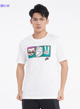 Nike 漫画 AF1男女运动休闲短袖T恤 CT6528-010 DH0012-010-100