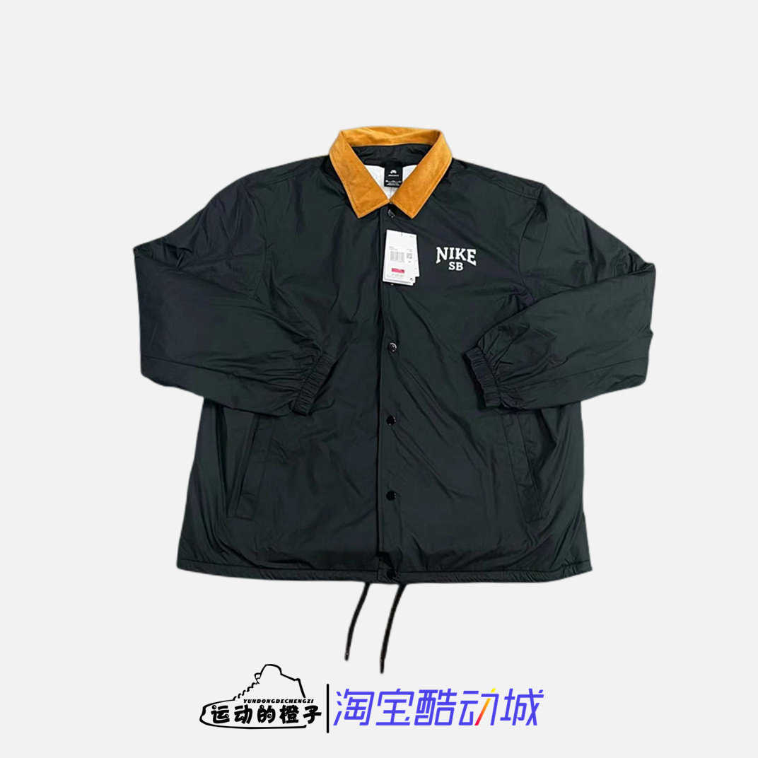耐克男翻领加绒运动棉服教练夹克