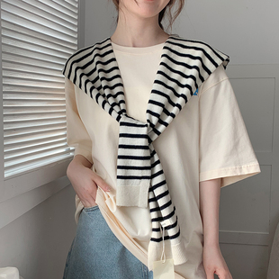 永不过时100%羊毛针织披肩ins条纹外搭坎肩春夏季 空调房护颈搭肩