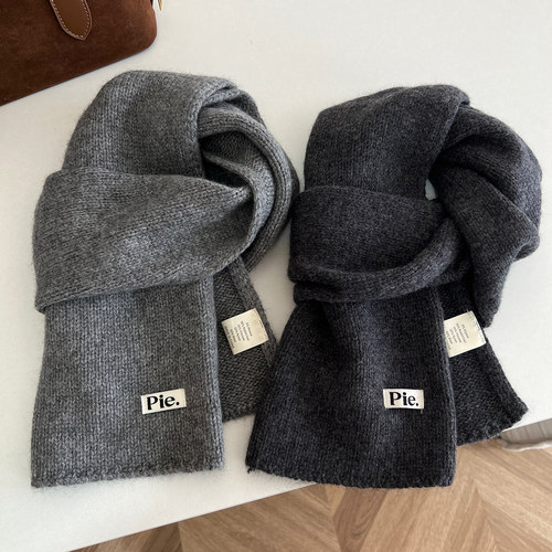 含羊毛高级感中性灰粗针毛线围巾