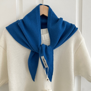 100%羊毛针织三角巾披肩女春秋保暖护颈围脖多功能百搭纯色小围巾