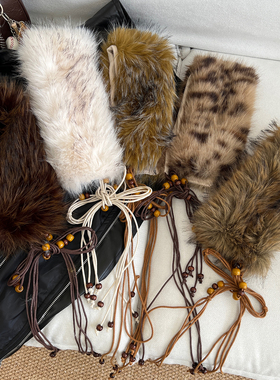 摩登时代~走秀款毛毛腰带装饰辣妹个性穿搭腰巾配饰y2k亚文化毛领